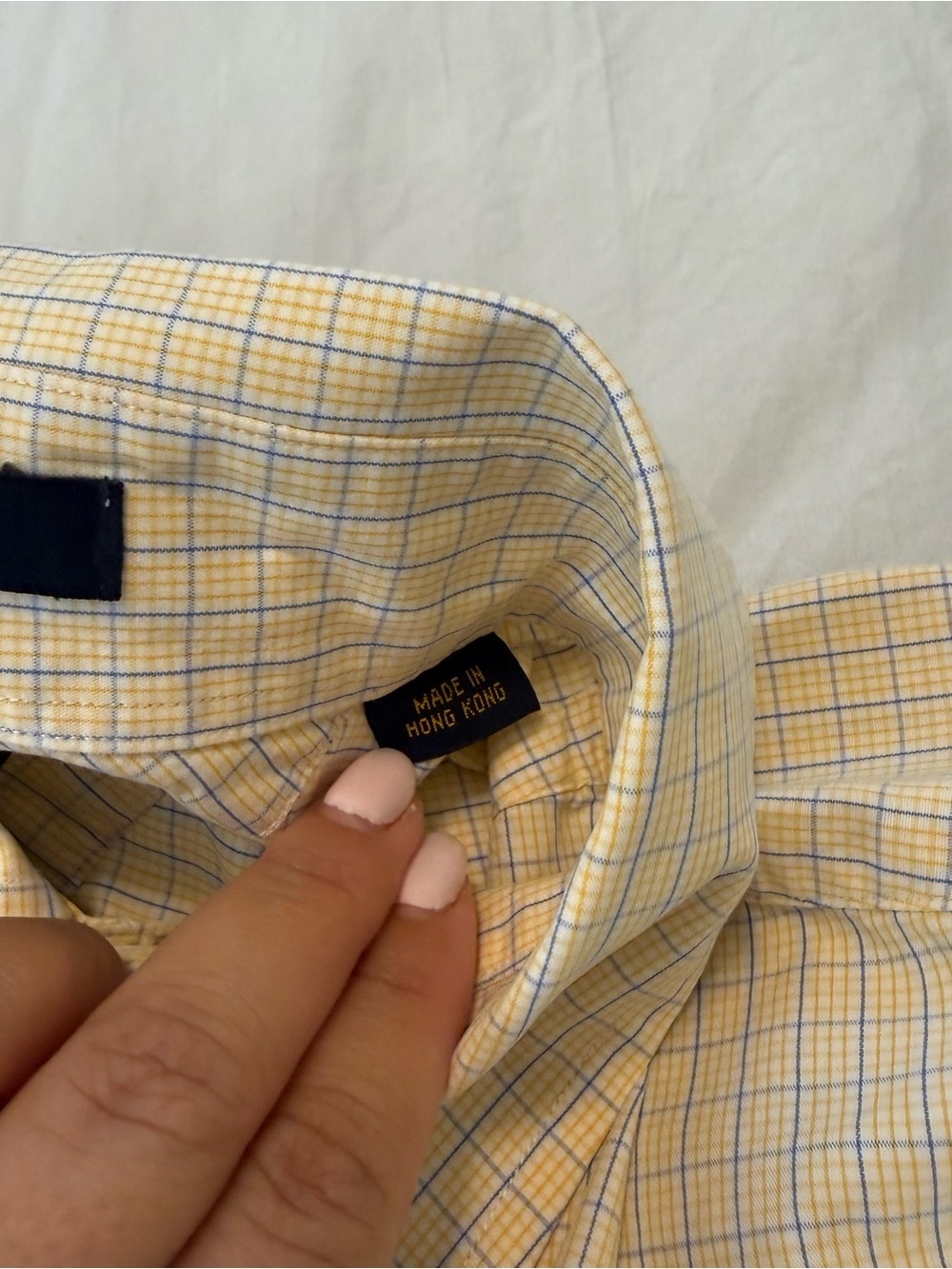 Vintage Tommy Hilfiger American Classics Dress Shirt Yellow/Blue Check - Picture 10 of 15